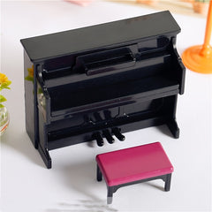 Mini Piano Dollhouse Accessories with Stool and Music Score