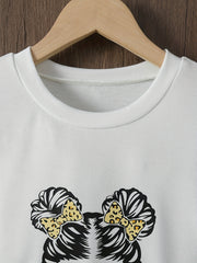 Girl's Cartoon Sunglasses Print 3pcs Sweatshirt & Skirt Set