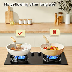 Non Stick Wok Pan 11.8 inch Glass Lid Heat Resistant Handle Induction Ready