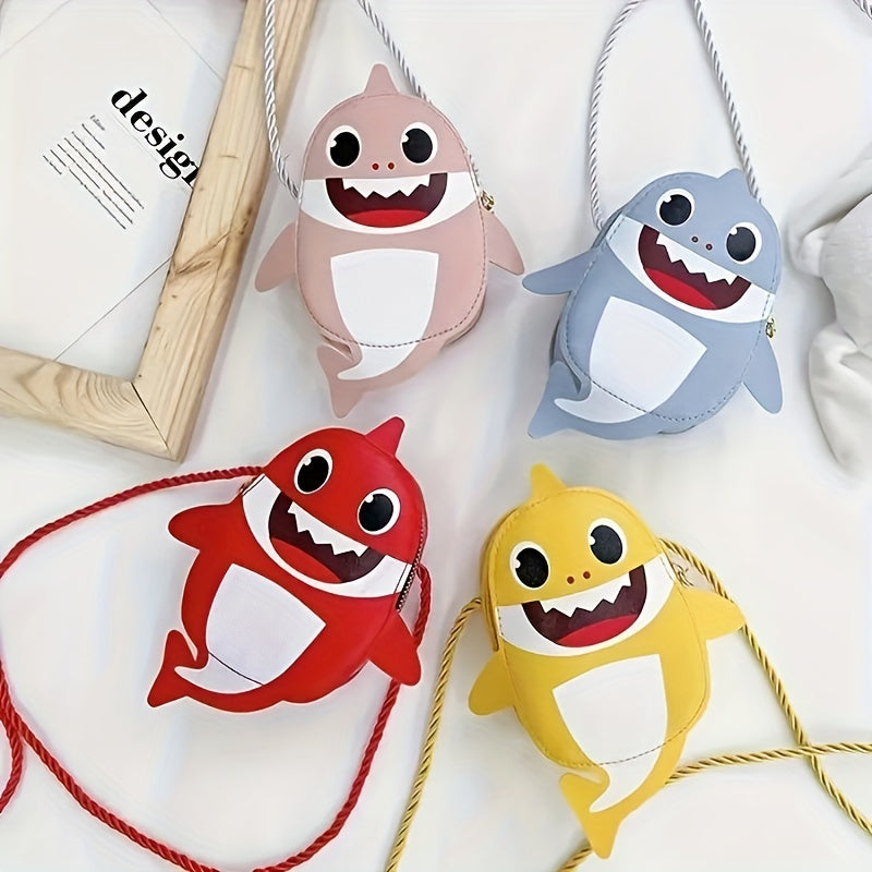 Kids Cartoon Shark Crossbody Bag PU Leather Coin Purse for Girls
