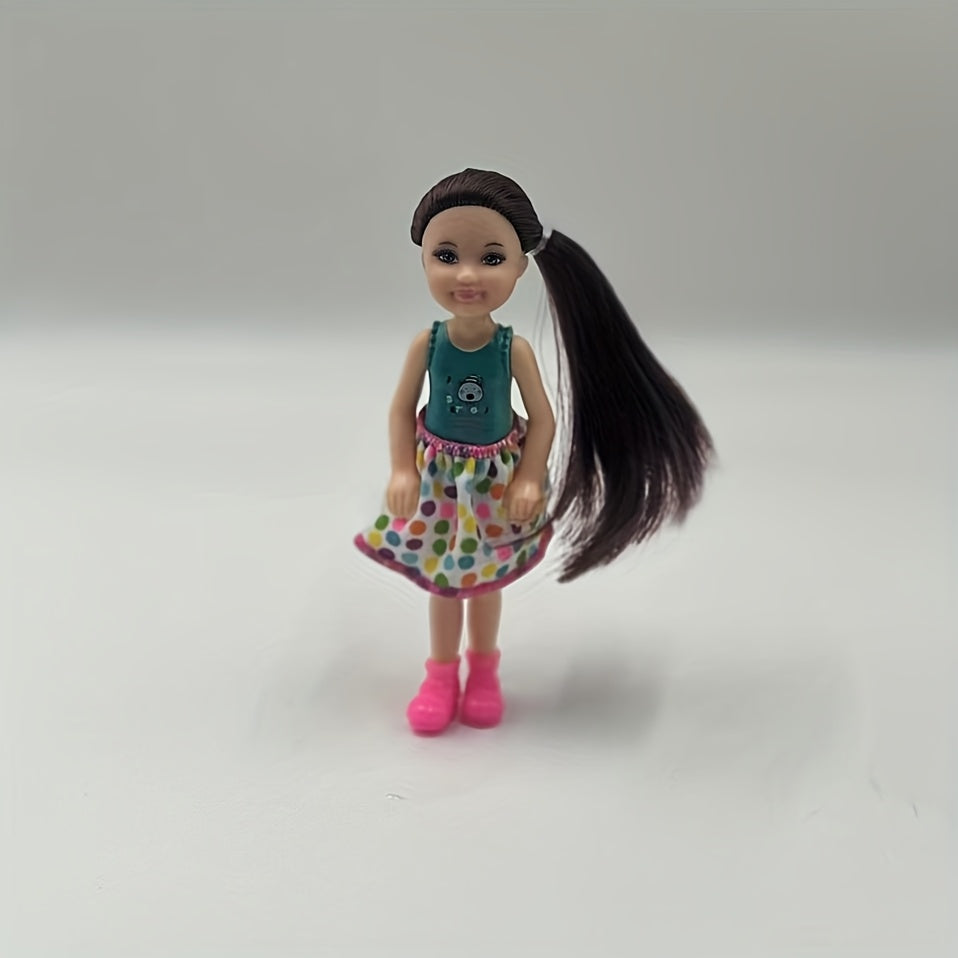 5 Mixed Color Dolls with Outfit Accessories Skirts Polka Dots F