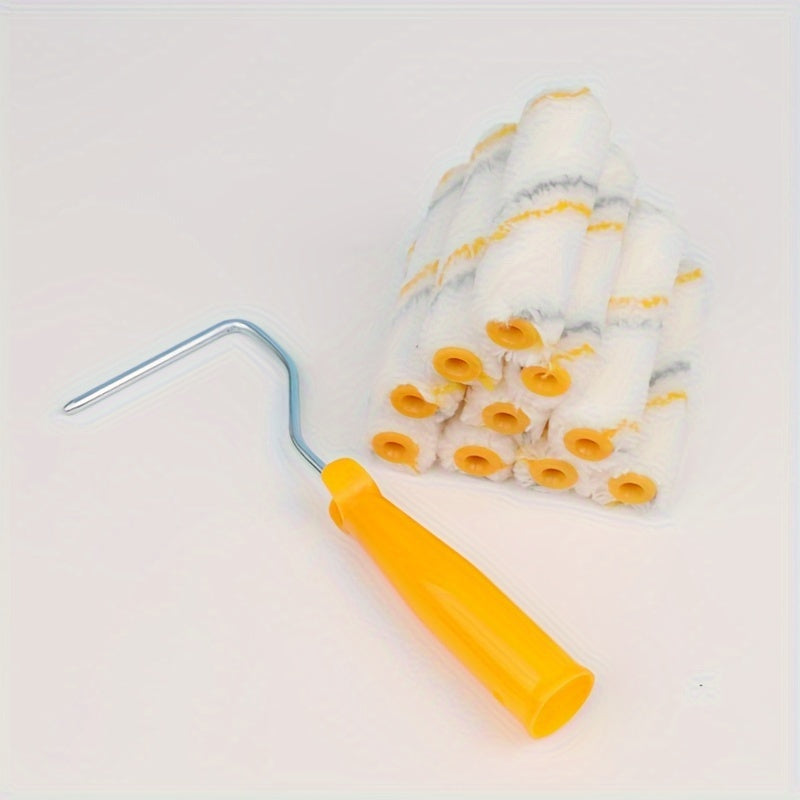 10pcs Mini Paint Roller Tool Box Set, Small Roller Frame Polyester