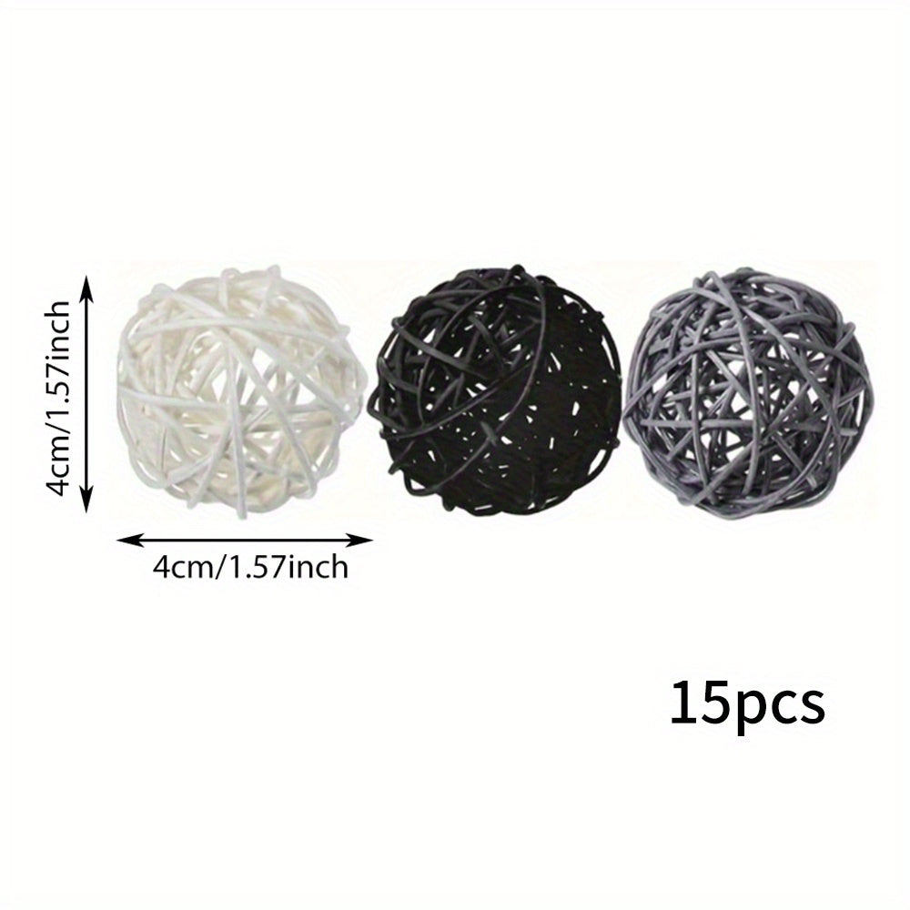 15pcs Decorative Rattan Balls Craft Orbs for Home and Party Decor