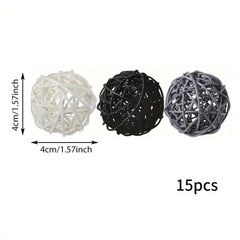 15pcs Decorative Rattan Balls Craft Orbs for Home and Party Decor
