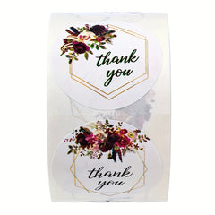 500pcs 4 Flowers Thank You Stickers Round Scrapbooking Sealing Labels