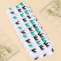10 Pairs Leaf Pattern Socks Low Cut Ankle Socks Women's Stockings