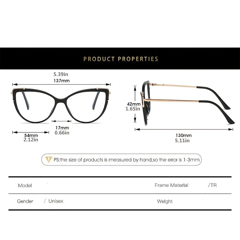 Cat Eye Oversized Round Frame Light Blocking Glasses
