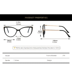 Cat Eye Oversized Round Frame Light Blocking Glasses
