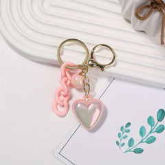 Heart Shape Pendant With Faux Pearl & Chain Key Holder For Women
