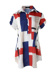 Floral Print Mondrian Dress Multicolor Women's