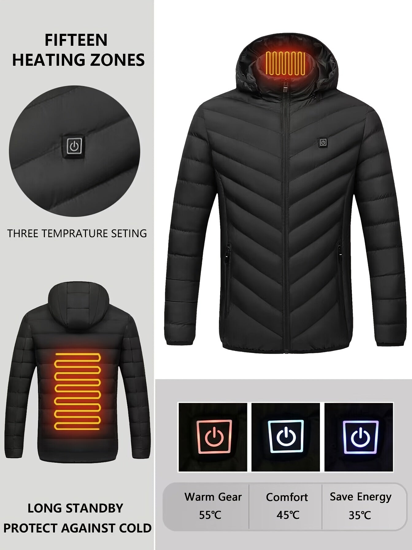 Men's USB Heating Lightweight Softshell Jacket For Fall Winter
