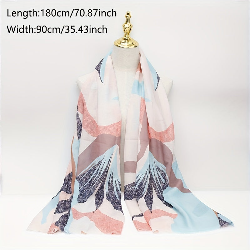 Boho Geometric Print Scarf Hijab Vintage Block Shawl Casual Head Wrap