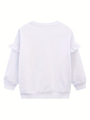 Hearts Pattern Toddler Girls Sweatshirt Crewneck Pullover For 2-8 Years