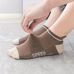 Boys 'SPPED' Print Boat Socks Thin Breathable Low Cut Ankle Socks