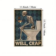Funny Skeleton Bathroom Decor Canvas Print