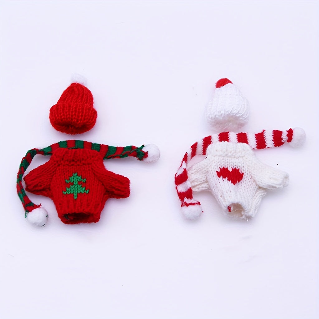 Mini Knitted Doll Clothes Set Plush Toy Sweater Hat Scarf Decoration