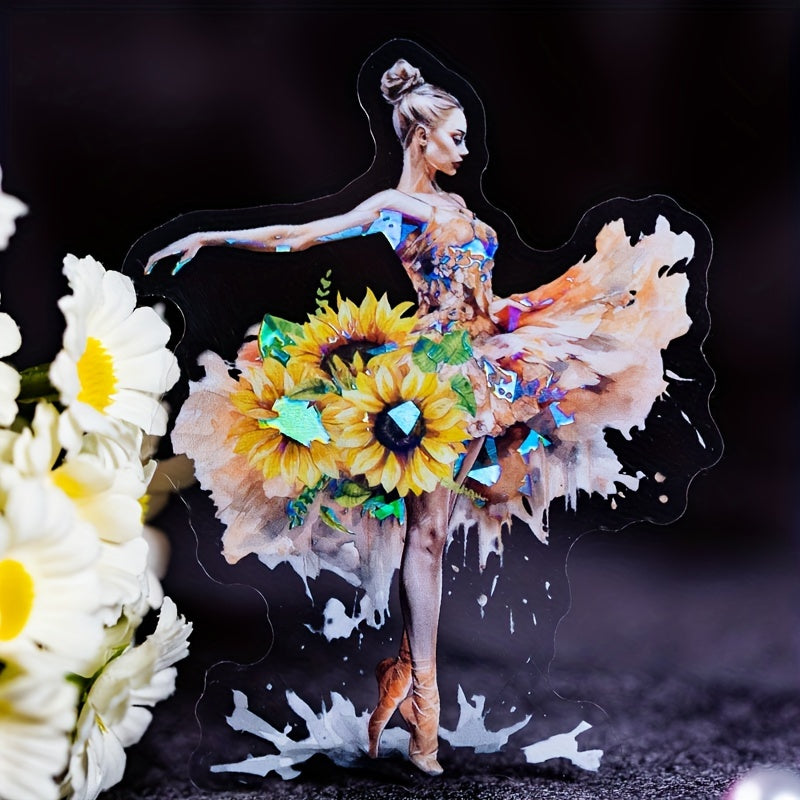 10pcs Ballet Theme PET Stickers 9.3x9In Dance Decoration Glossy Diary Material