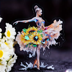 10pcs Ballet Theme PET Stickers 9.3x9In Dance Decoration Glossy Diary Material