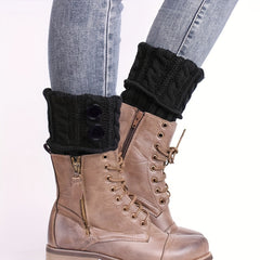 Women's Button Twist Knitted Leg Warmer Winter Warm Boots Cuffs