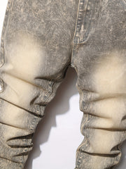 Men's Slim Fit Biker Jeans Distressed Stretch Denim Pants