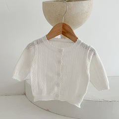 Baby Girls Casual Hollow Out Knit Cardigan for Spring