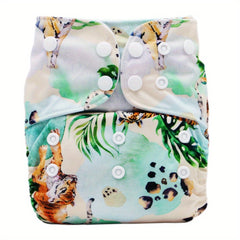 Adjustable Baby Cloth Diaper Tiger Print One Size Fits All