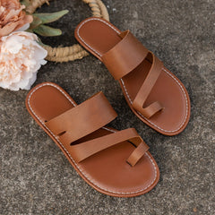 Women's Open Toe Flat Slide Sandals Casual Beach Shoes