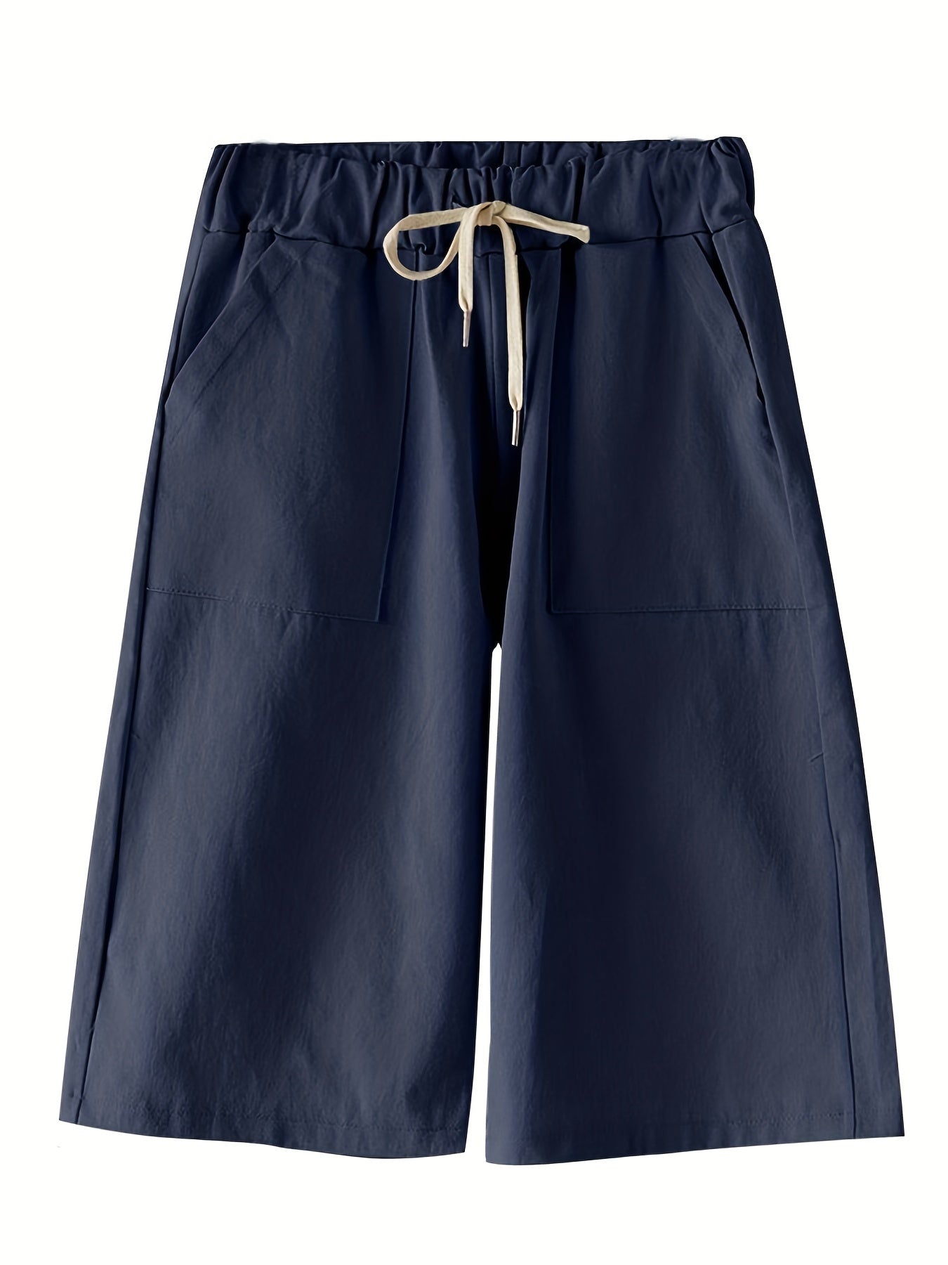 Dual Pocket Elastic Shorts High Waist Drawstring Shorts Women's Clothing