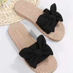 Women's Bowknot Slide Sandals Open Toe Flat Shoes