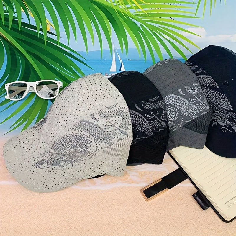 Men Women Quick-drying Long Dragon Pattern Sports Cap