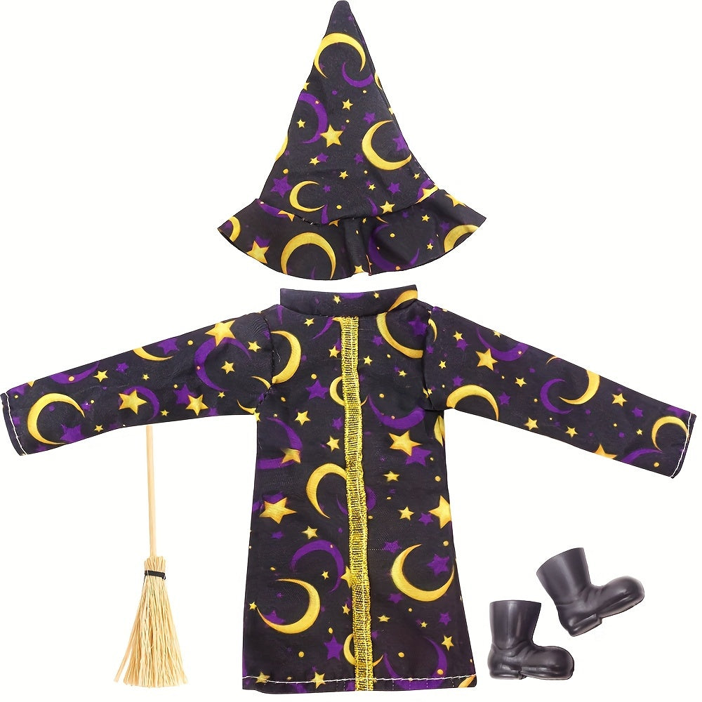 3pcs Elf Accessories Halloween Robe Mini Broom Small Shoes Christmas Toys