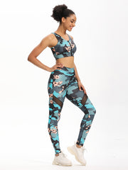 Camo High Waist Yoga Leggings Mesh Sports Fitness Leggings