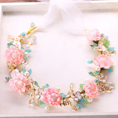 Rose Flower Crown Wedding Headband Wrist Band