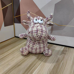 Cartoon Cow Plush Doll Soft Stuffed Animal & Plaid Gift for Christmas Halloween
