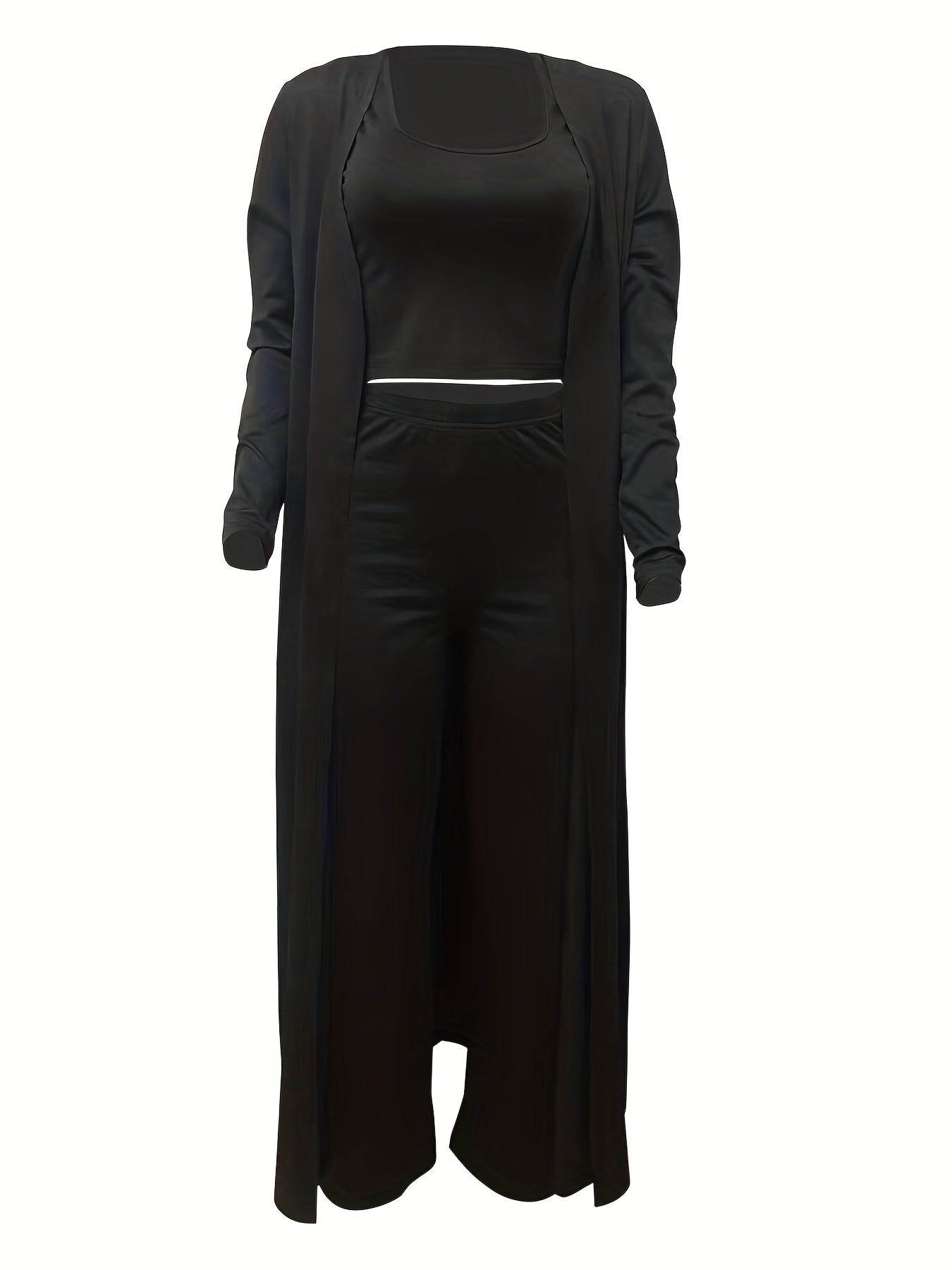 Three Piece Cardigan Top Pants Set for Women