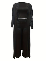Three Piece Cardigan Top Pants Set for Women