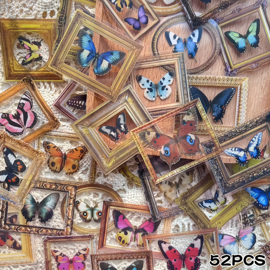 Vintage Butterfly Frame Stickers for DIY Albums & Journals