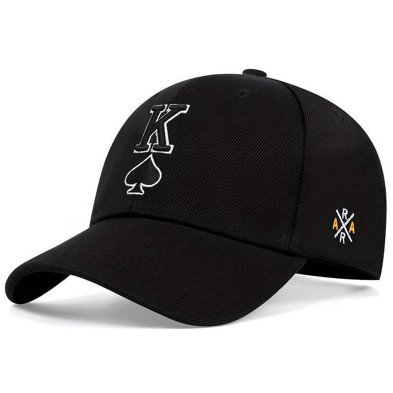Poker K Embroidery Baseball Cap Adjustable Sports Hats Casual Sunscreen Dad Hat