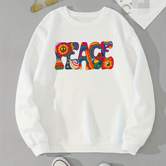 Colorful Letter Print Pullover Sweatshirt for Women