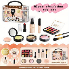 10pcs Pretend Makeup Toy Set Storage Box Non Toxic Gift for Girls Over 3