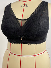 Plus Size Bra Women's Plus Floral Lace High Stretch Full Cover