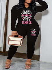 Slogan Print Long Sleeve Top & Leggings Set