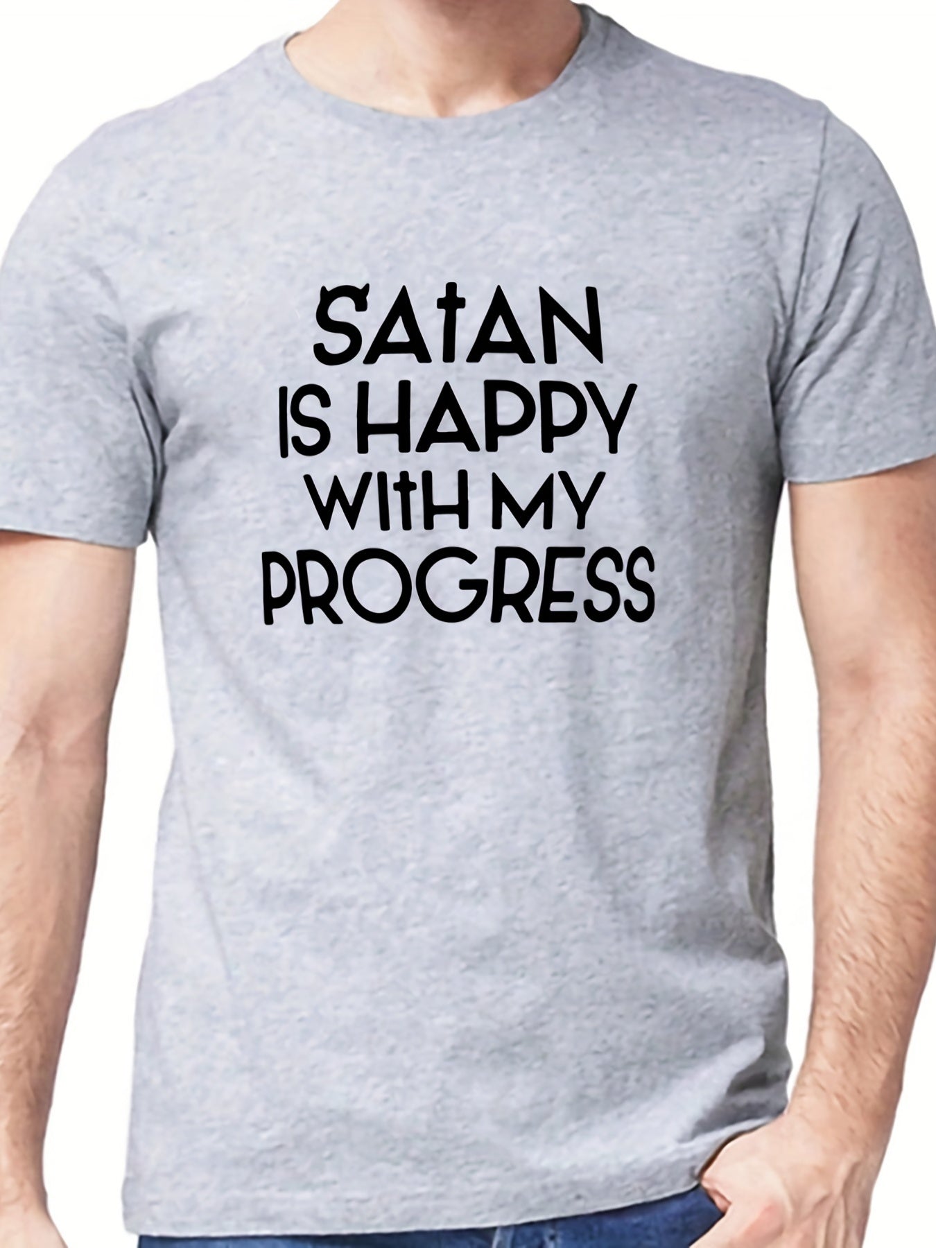 Santa Is Pleased Men's Letter Print Tee for Summer