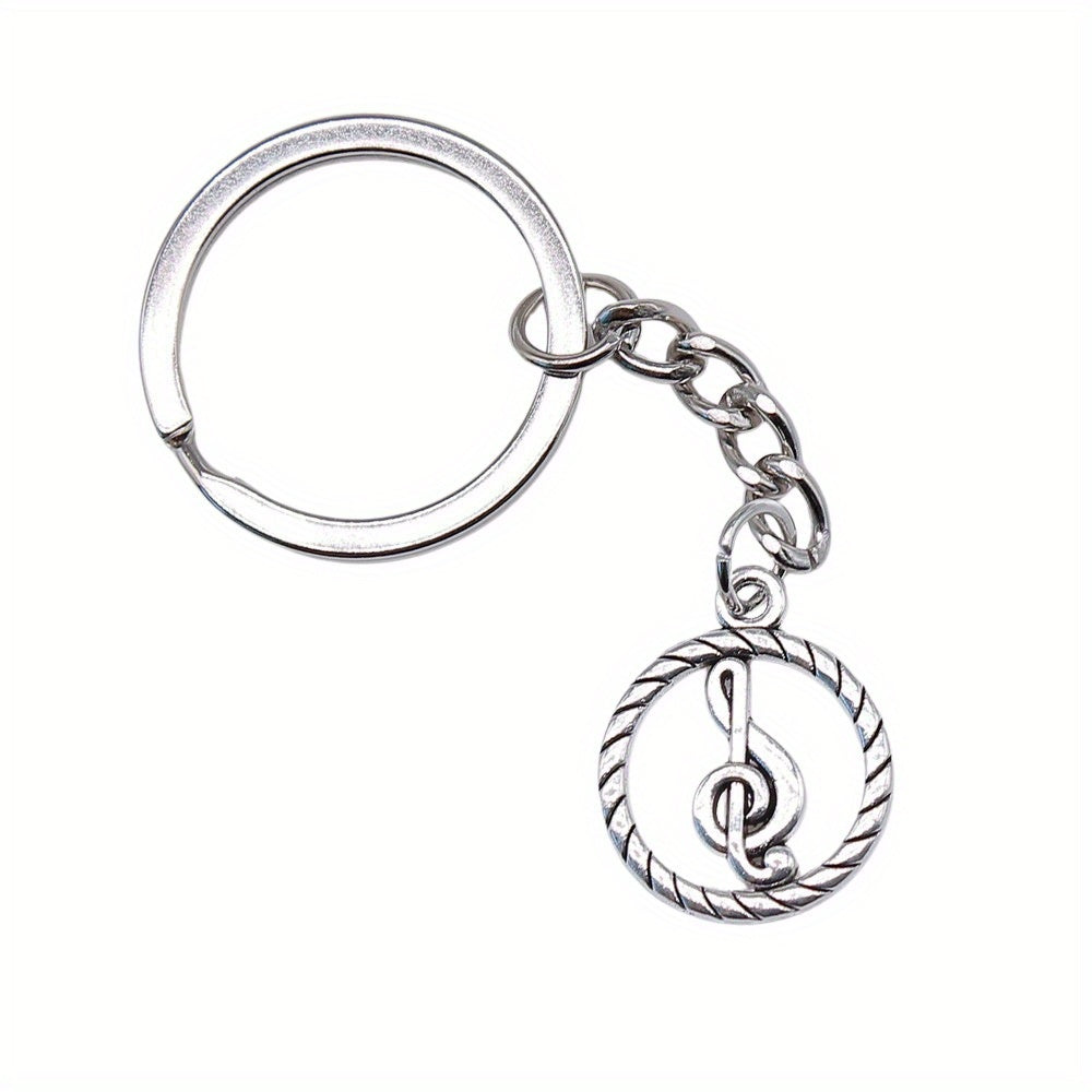 Music Note Keychain Retro Vintage Metal Key Ring Purse Bag Backpack Car Key