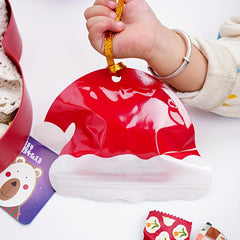 10pcs Christmas Double Santa Hat Holiday Party Self Adhesive Bag