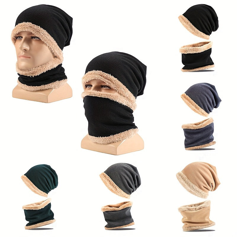 Winter Knitted Beanie Hat & Scarf Set for Men and Women