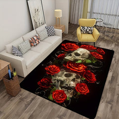 Rose Skeleton Print Carpet for Bedroom Living Room