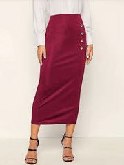 High Waist Maxi Skirt Slim Solid Office Skirt Women's Clothing