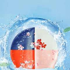 Adults Silicone Waterproof Swim Cap Flower Print for Women