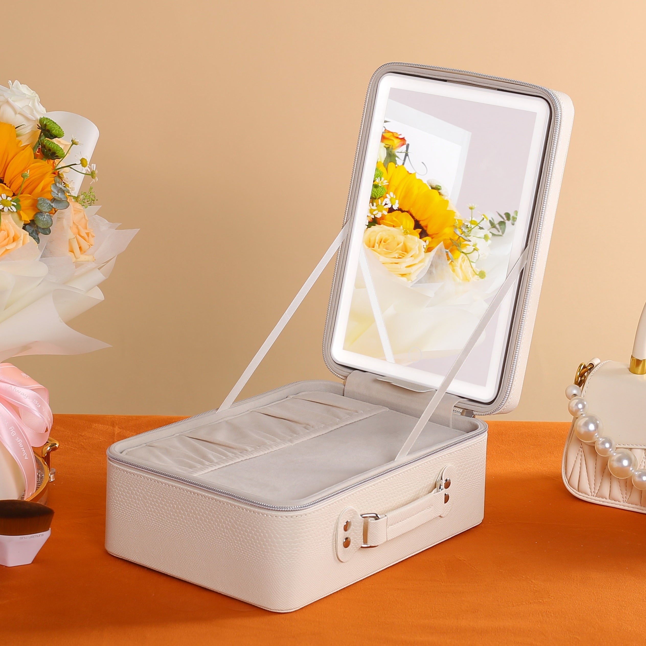 Portable Makeup Case with Mirror & Light